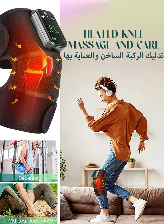 مساج الركبة الكهربائي متعدد الوظائف – تدفئة واهتزاز لتخفيف الألم والتشنجات | لاسلكي وقابل للشحن 🔥