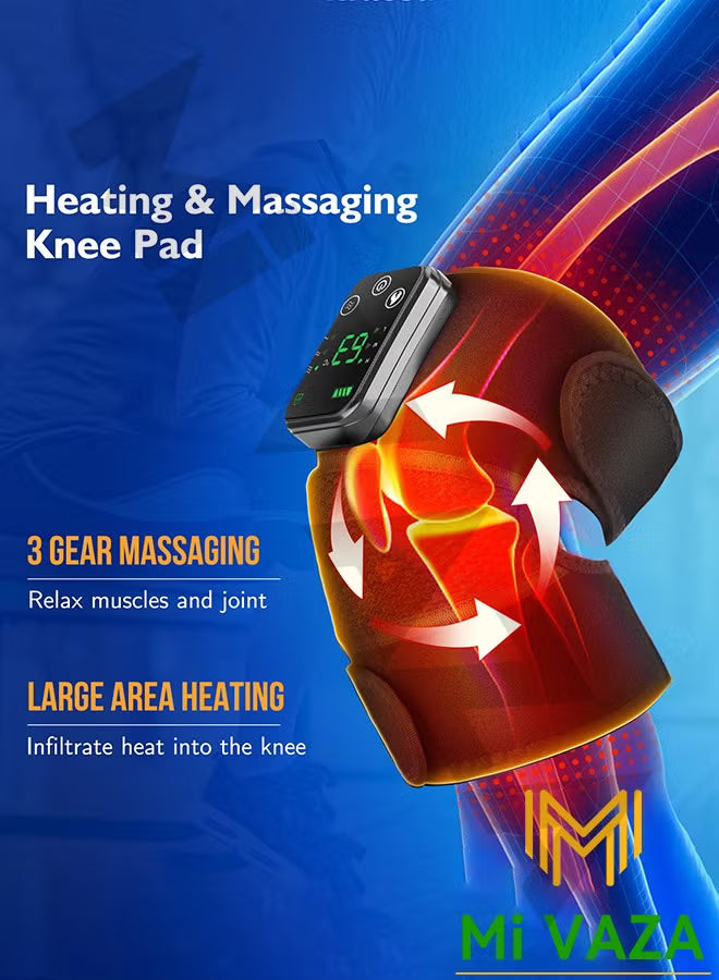 مساج الركبة الكهربائي متعدد الوظائف – تدفئة واهتزاز لتخفيف الألم والتشنجات | لاسلكي وقابل للشحن 🔥